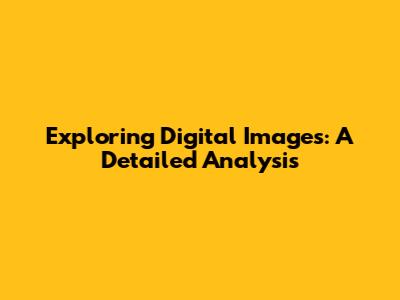 Exploring Digital Images: A Detailed Analysis