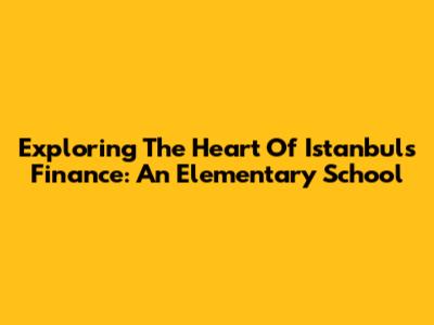 Exploring The Heart Of Istanbul's Finance: An Elementary School