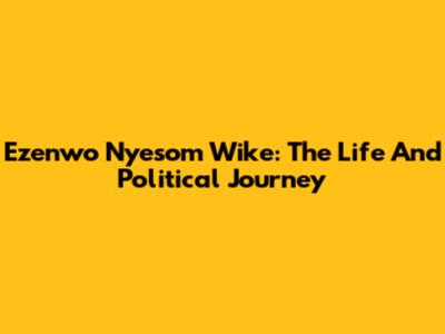 Ezenwo Nyesom Wike: The Life And Political Journey