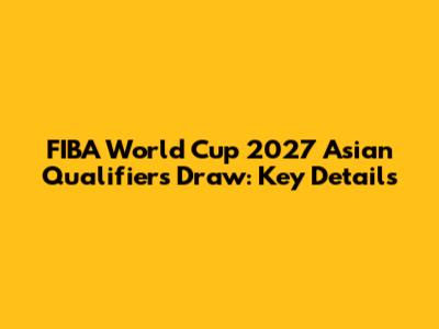 FIBA World Cup 2027 Asian Qualifiers Draw: Key Details