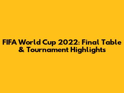 FIFA World Cup 2022: Final Table & Tournament Highlights
