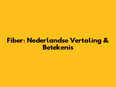Fiber: Nederlandse Vertaling & Betekenis
