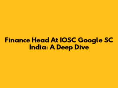 Finance Head At IOSC Google SC India: A Deep Dive