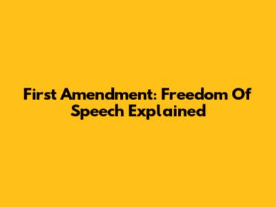 First Amendment: Freedom Of Speech Explained