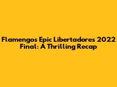 Flamengo's Epic Libertadores 2022 Final: A Thrilling Recap