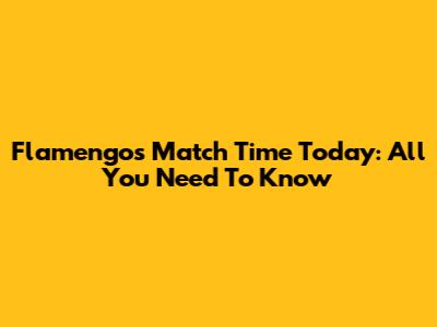 Flamengo's Match Time Today: All You Need To Know