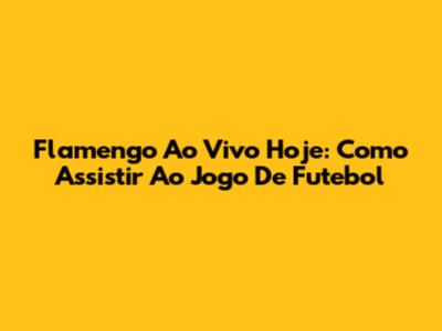 Flamengo Ao Vivo Hoje: Como Assistir Ao Jogo De Futebol