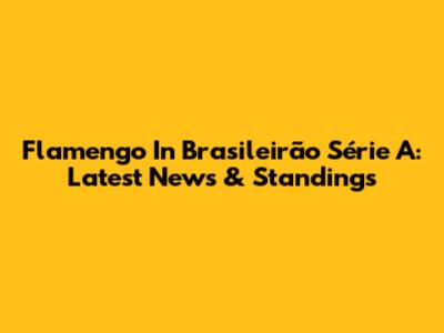 Flamengo In Brasileirão Série A: Latest News & Standings