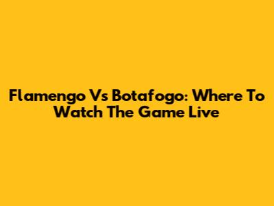 Flamengo Vs Botafogo: Where To Watch The Game Live