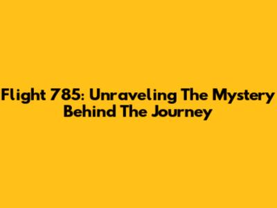Flight 785: Unraveling The Mystery Behind The Journey