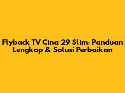 Flyback TV Cina 29 Slim: Panduan Lengkap & Solusi Perbaikan