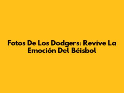 Fotos De Los Dodgers: Revive La Emoción Del Béisbol