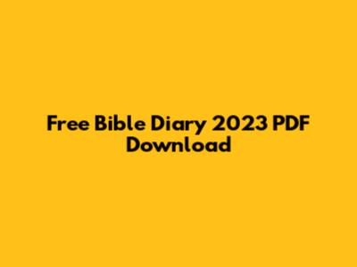 Free Bible Diary 2023 PDF Download