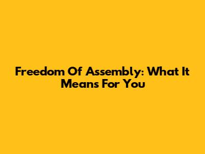 Freedom Of Assembly: What It Means For You