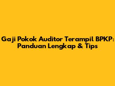 Gaji Pokok Auditor Terampil BPKP: Panduan Lengkap & Tips