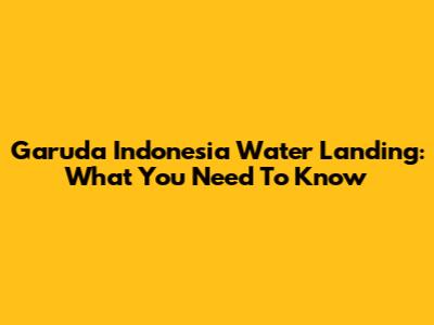 Garuda Indonesia Water Landing: What You Need To Know