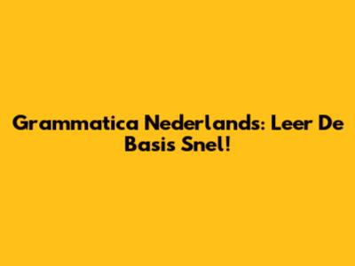 Grammatica Nederlands: Leer De Basis Snel!