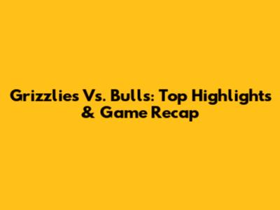 Grizzlies Vs. Bulls: Top Highlights & Game Recap