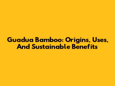 Guadua Bamboo: Origins, Uses, And Sustainable Benefits