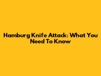 Hamburg Knife Attack: What You Need To Know