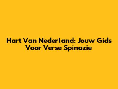 Hart Van Nederland: Jouw Gids Voor Verse Spinazie
