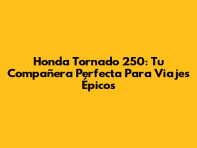 Honda Tornado 250: Tu Compañera Perfecta Para Viajes Épicos