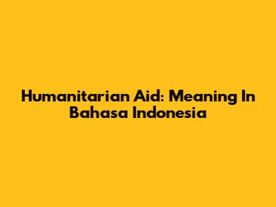 Humanitarian Aid: Meaning In Bahasa Indonesia