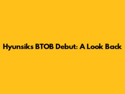 Hyunsik's BTOB Debut: A Look Back