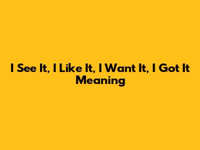 I See It, I Like It, I Want It, I Got It Meaning