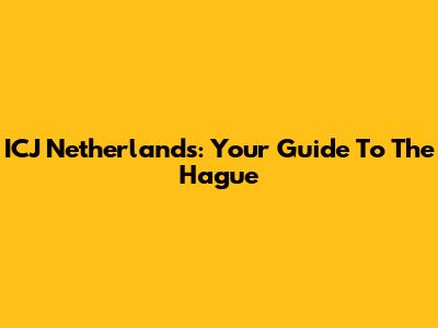 ICJ Netherlands: Your Guide To The Hague