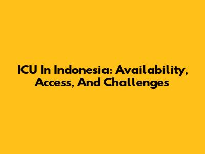 ICU In Indonesia: Availability, Access, And Challenges