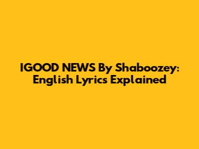 IGOOD NEWS By Shaboozey: English Lyrics Explained
