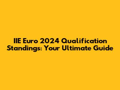 IIE Euro 2024 Qualification Standings: Your Ultimate Guide