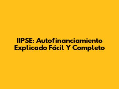 IIPSE: Autofinanciamiento Explicado Fácil Y Completo