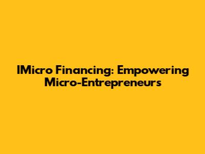 IMicro Financing: Empowering Micro-Entrepreneurs