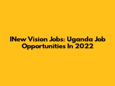 INew Vision Jobs: Uganda Job Opportunities In 2022