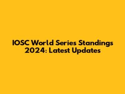 IOSC World Series Standings 2024: Latest Updates