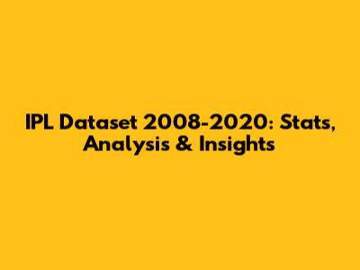 IPL Dataset 2008-2020: Stats, Analysis & Insights