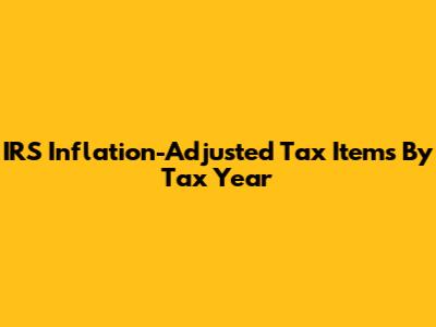 IRS Inflation-Adjusted Tax Items By Tax Year