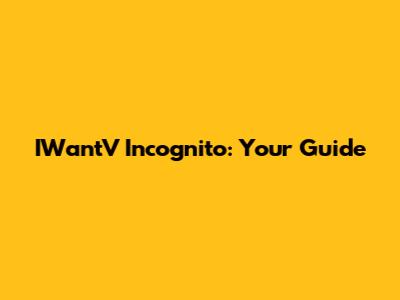 IWantV Incognito: Your Guide