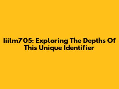 Iiilm705: Exploring The Depths Of This Unique Identifier