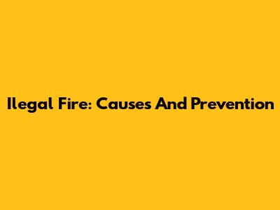 Ilegal Fire: Causes And Prevention