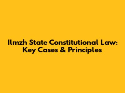 Ilmzh State Constitutional Law: Key Cases & Principles