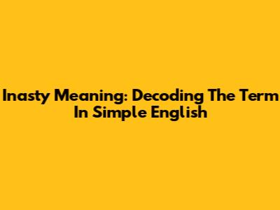 Inasty Meaning: Decoding The Term In Simple English