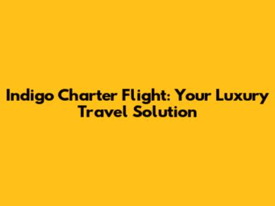 Indigo Charter Flight: Your Luxury Travel Solution