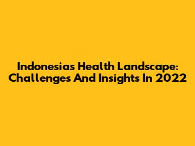 Indonesia's Health Landscape: Challenges And Insights In 2022