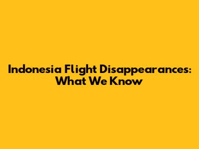 Indonesia Flight Disappearances: What We Know
