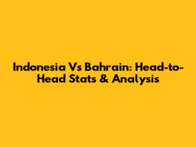Indonesia Vs Bahrain: Head-to-Head Stats & Analysis