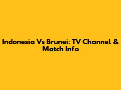 Indonesia Vs Brunei: TV Channel & Match Info