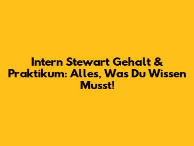 Intern Stewart Gehalt & Praktikum: Alles, Was Du Wissen Musst!